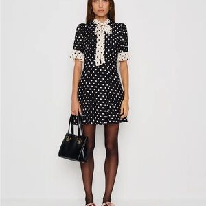 Reformation Black and White Polka Dot Mini Dress
